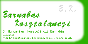 barnabas kosztolanczi business card